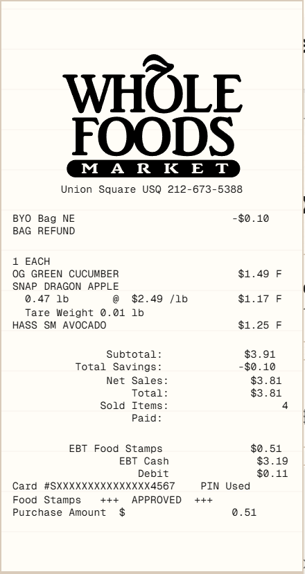 Whole Foods Market Receipt receipt template preview