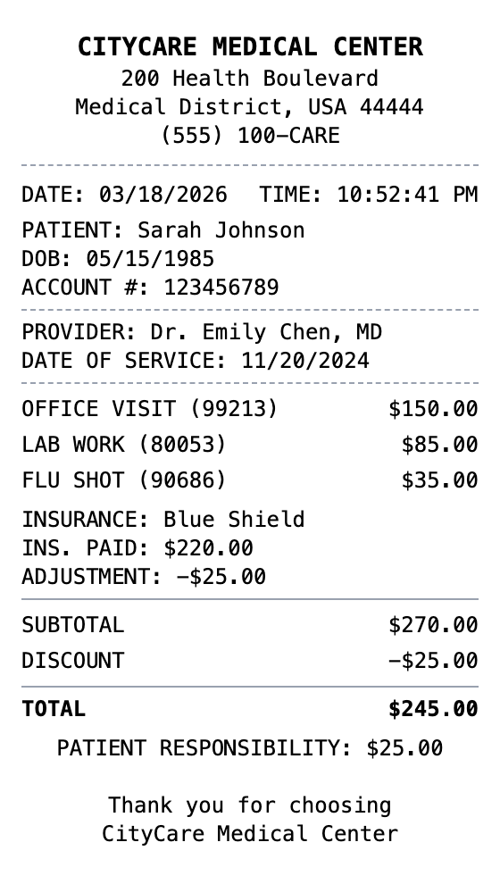 Medical Receipt receipt template preview