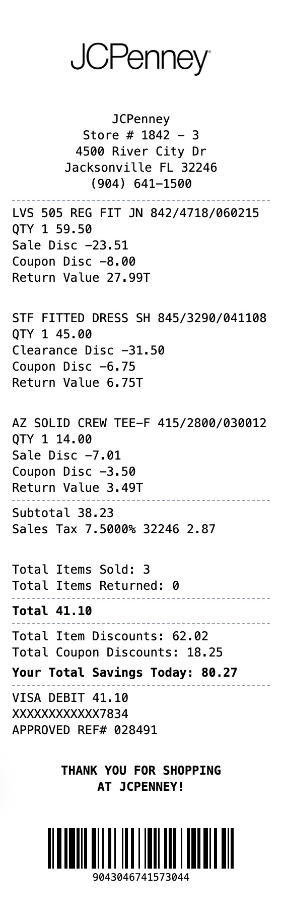 JCPenney Receipt receipt template preview