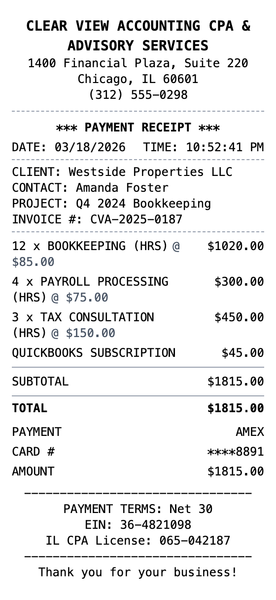 Accounting Receipt receipt template preview