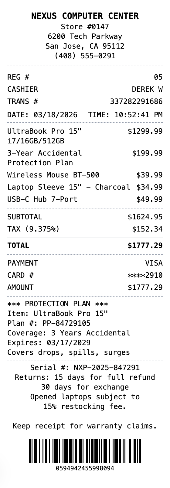 Laptop Receipt receipt template preview