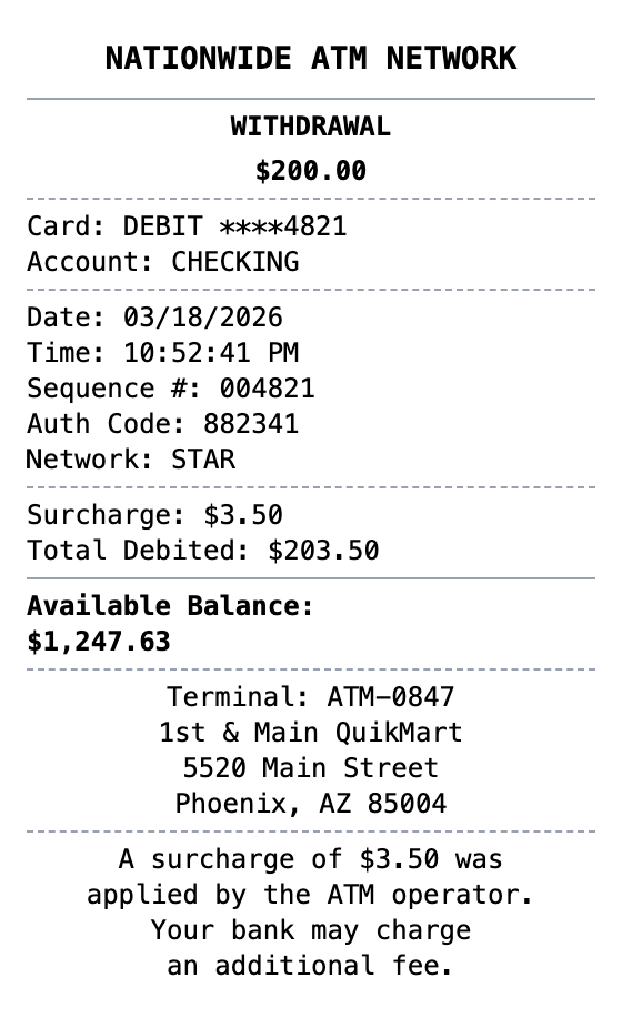 ATM Receipt receipt template preview