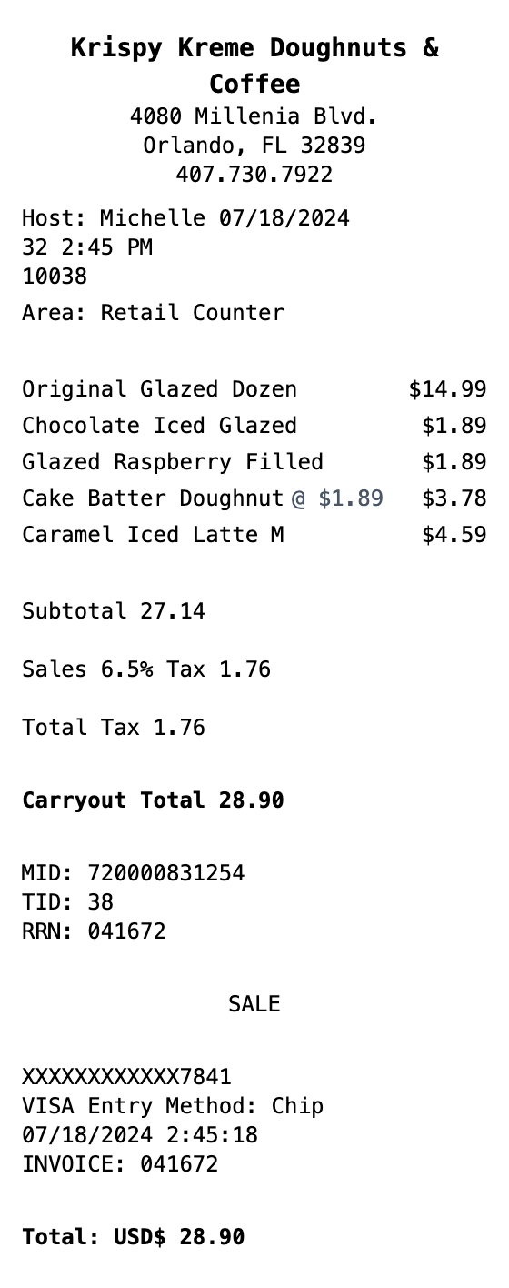 Krispy Kreme Receipt receipt template preview