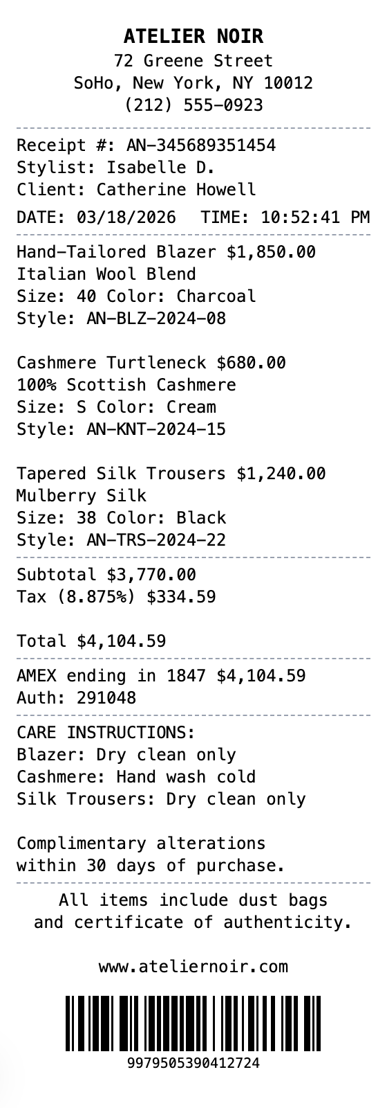 Luxury Boutique Receipt receipt template preview